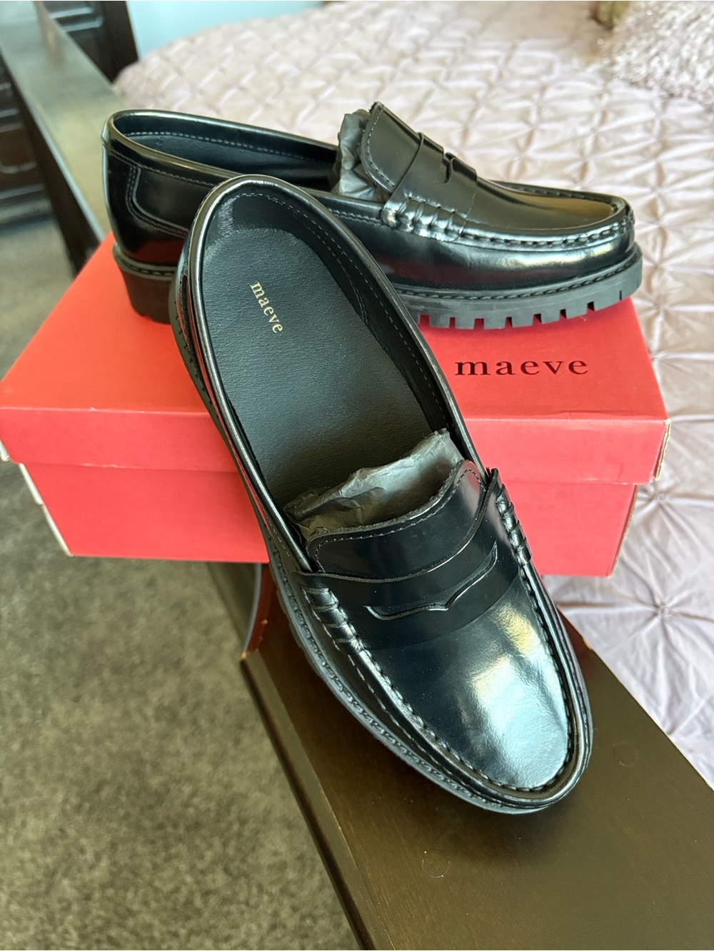 Anthropologie Maeve Black Penny Loafers 39 (9)